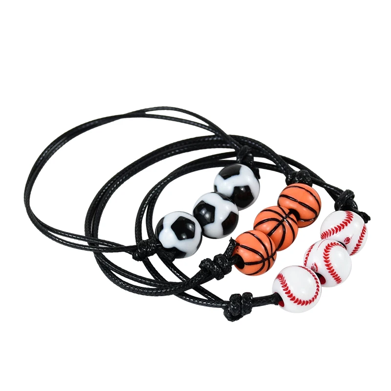 5/10pcs Sports Theme Football Baseball Basketball Beads Charm Bracelets Toys for Boys Girls Birthday Party Favors Gifts Supplies