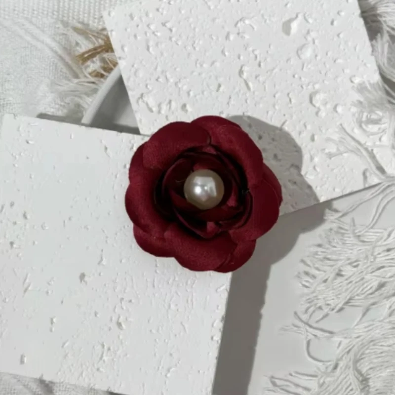 New 6CM Artificial Bead Camellia Brooch Women's Jewelry Accessories Pin Suit Commercial Performance Dress Chest Flower