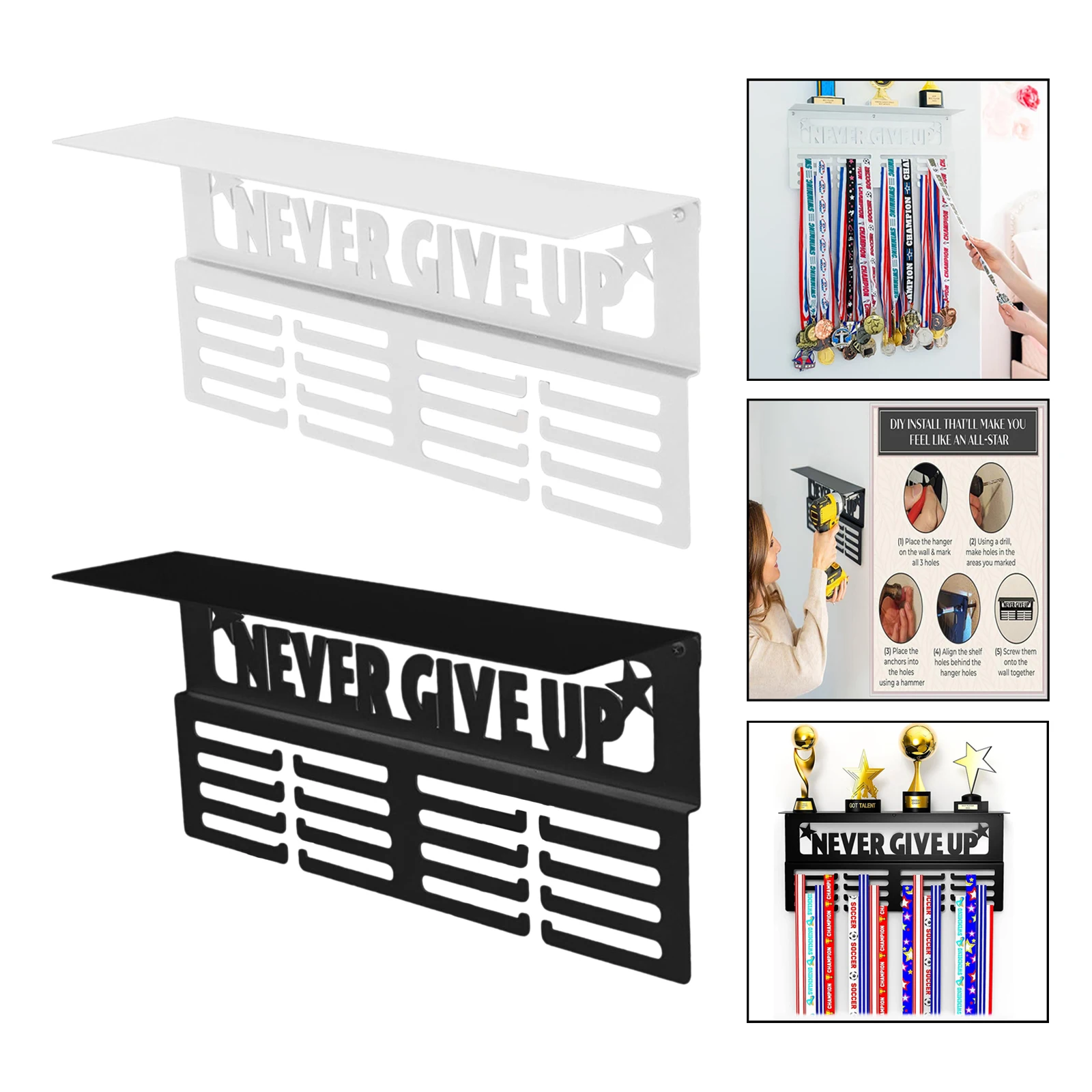 Trophy Shelf Medal Hanger Display Sport Awards Holder Medal Holder for Nursery Volleyball Gymnastics Basketball Baseball