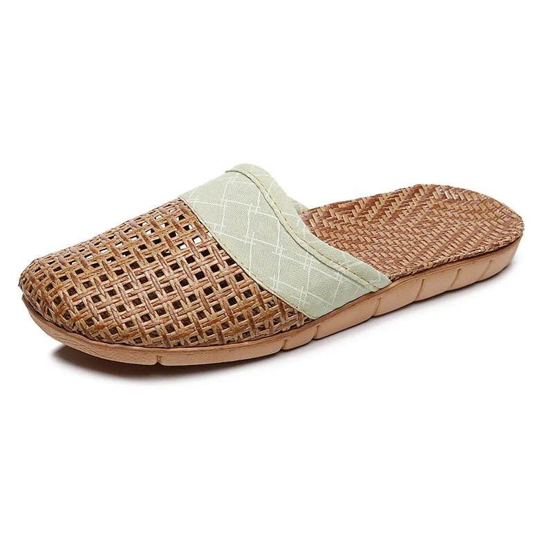 Mntrerm New 2023 Vine grass slippers household summer linen slippers Couple Home Office Bamboo indoor shoe