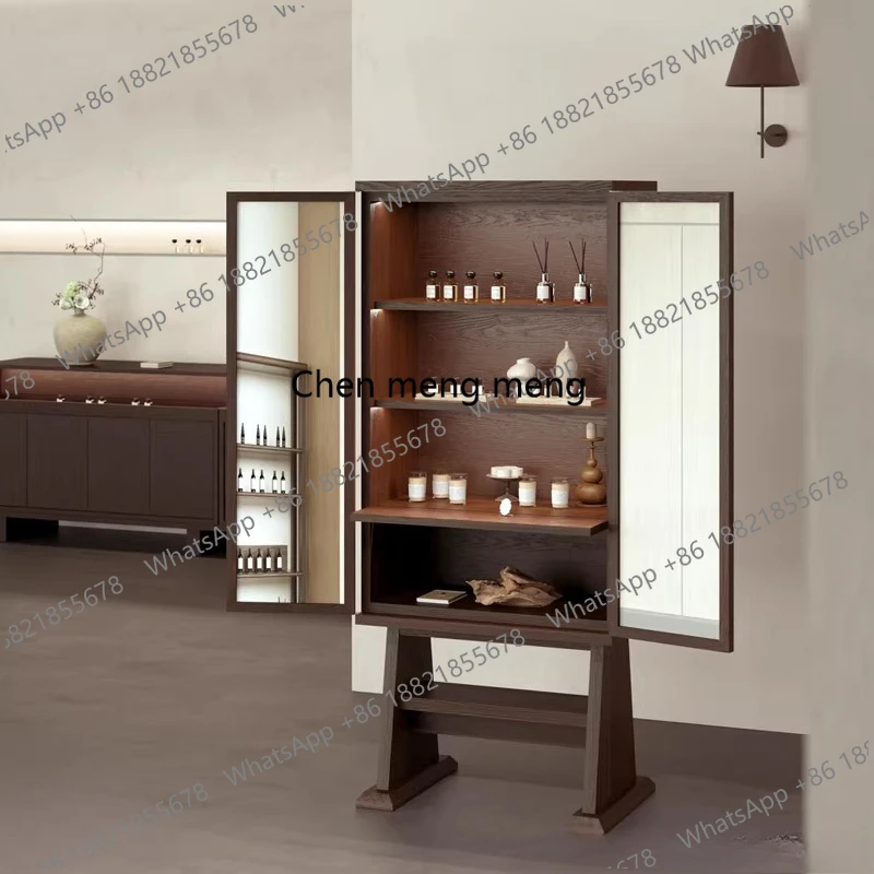 

Double-opening mirror display, display, locker Floor-to-ceiling rack storage cabinet
