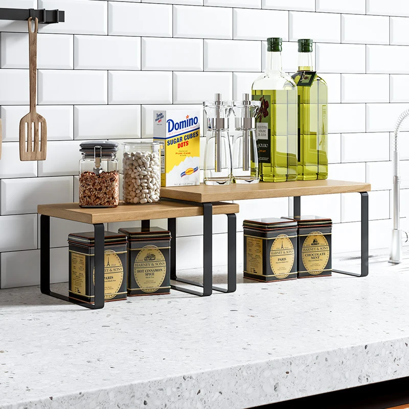 Retractable Expandable Kitchen Cabinet Divider Multi-tier Storage Holder for Cookware Bowls Plates Spices Inside Cupboard