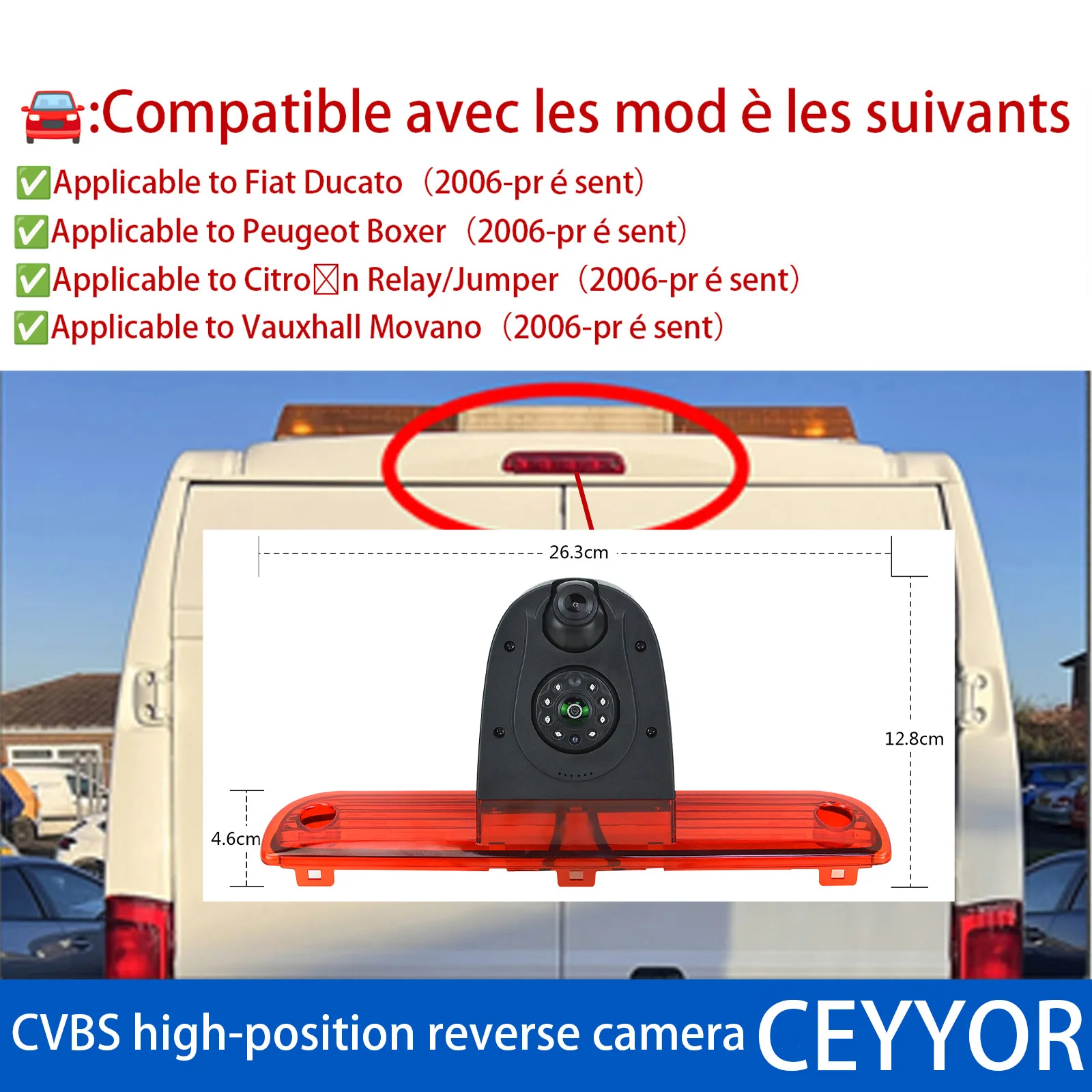 

3rd Brake Light CCD Rear View Reversing Camera For Fiat Ducato Peugeot Boxer Citroen Relay Jumper Vauxhall Movano