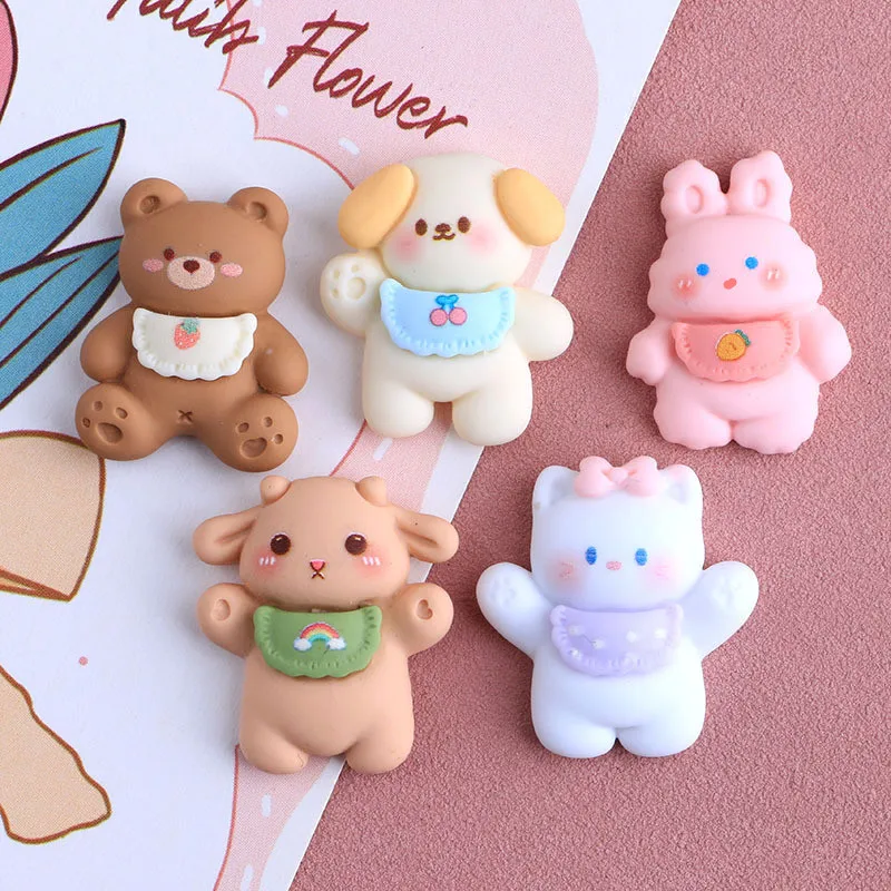 

100pcs Kawaii Cartoon Animals Rabbit Bear Baby Flatback Resin Cabochon DIY Scrapbooking Craft Hair Bows Center Accessories