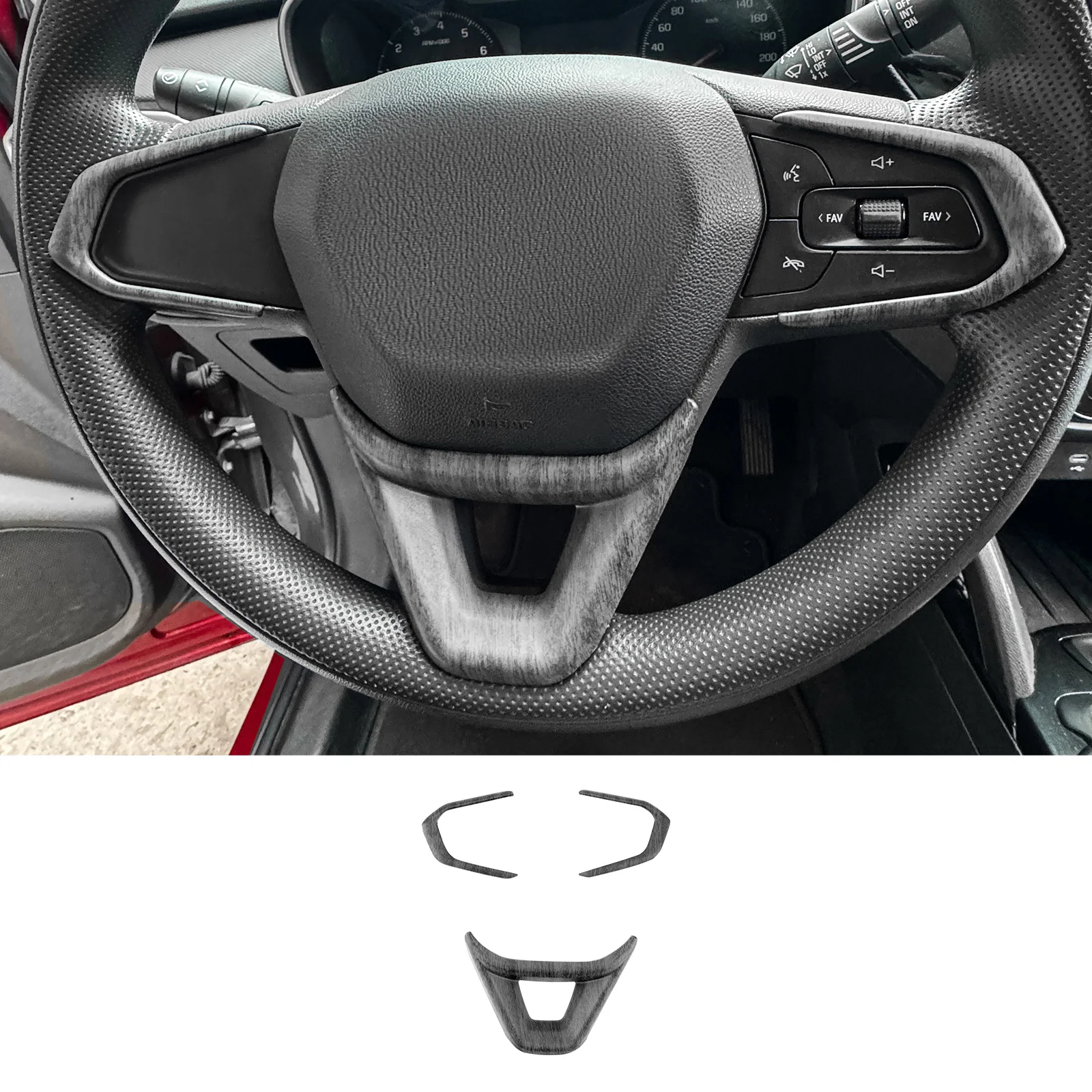 

Car Interior Wood Grain Styling Steering Wheel Switch Button Frame Trim Cover For Chevrolet Trax 2024 Accessories