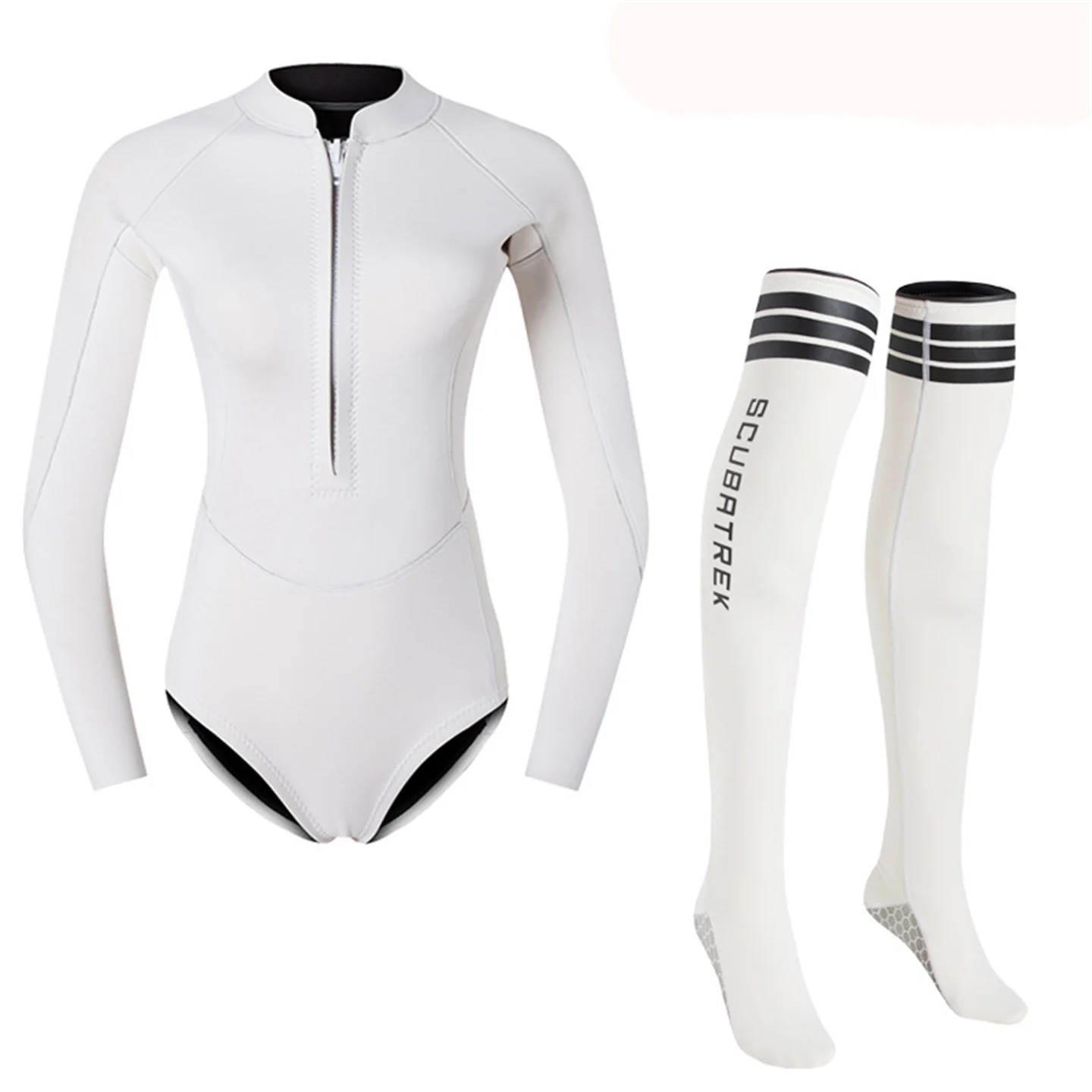 

Summer Women Long Sleeve 2MM Neoprene Bikini Wetsuit Skin Diving Suit With Stockings Surfing Snorkeling One Piece Swimsuit