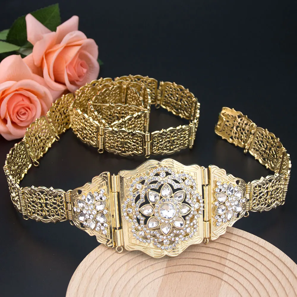 Middle East Morocco Jewelry Women Wedding Belt Gold Color Adjustable Length Arabic Caftan Belt