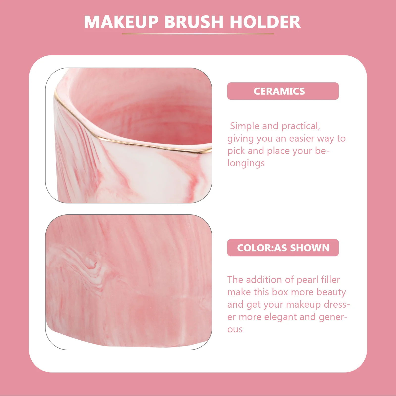 Colorful Ceramic Pen Holder Large Capacity Gold Edge Elegant Pen Cup Multi-Functional Desk Storage Organizer for Stationery