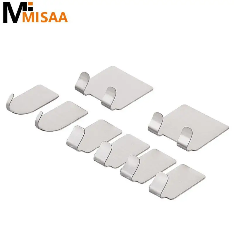 Towel Hooks Creative Storage Hanger Stainless Steel Kitchen Organizer Geometric Shape Clothes Rack Adhesive Wall Hook Key Holder