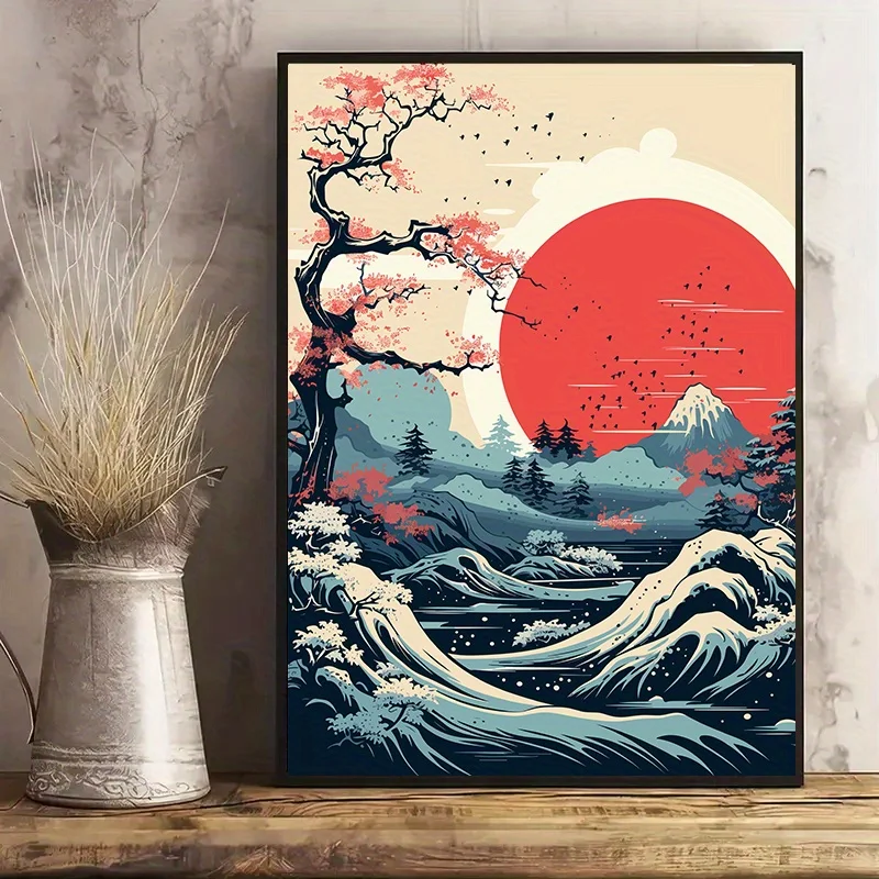 منظر طبيعي ياباني عتيق ملصقات فنية على الحائط مطبوعات ، جماليات المناظر الطبيعية ، لوحة قماشية ، صورة لغرفة المعيشة ، ديكور المنزل