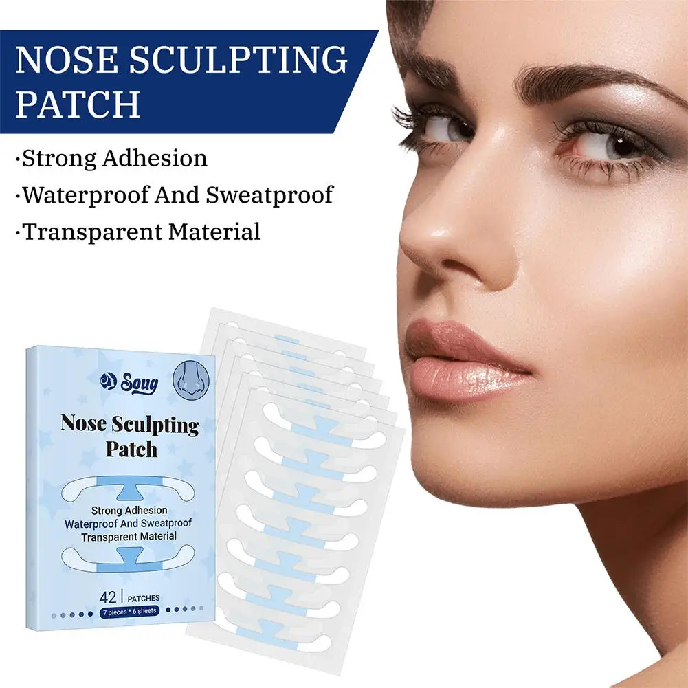 42 Stuks Onzichtbare Krimpen Neus Patch Voor Cosplay Lifting Neus Krimpen Schoonheid Strips Afslanken Neus Vleugel Stickers Neus Shaper Make-Up