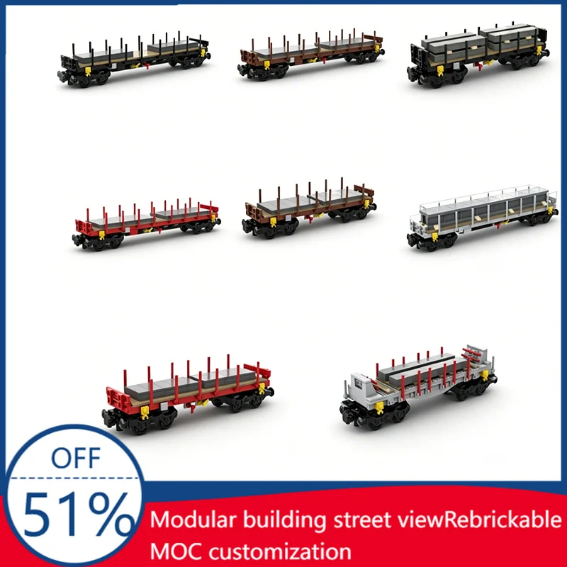 

MOC Flat Freight Wagon Typ Rs From The CFL With Load Building Blocks Train Carriage Model Set Puzzle Toys Festival Popular Gifts