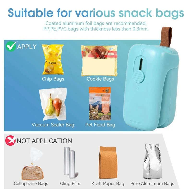 Mini Bag Sealer Handheld Thermal Vacuum Sealer 2 In 1 Heat Sealer And Cutter With Lanyard For Plastic Bag Food Storage