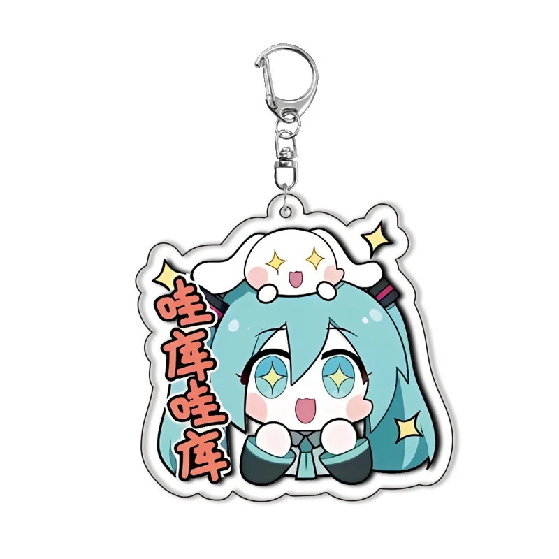 Hatsune Miku Anime Figure Acrylic Keychain Keyrings for Backpack Bags Accessories Hatsune Miku Things Kawaii Pendant Toys Gifts