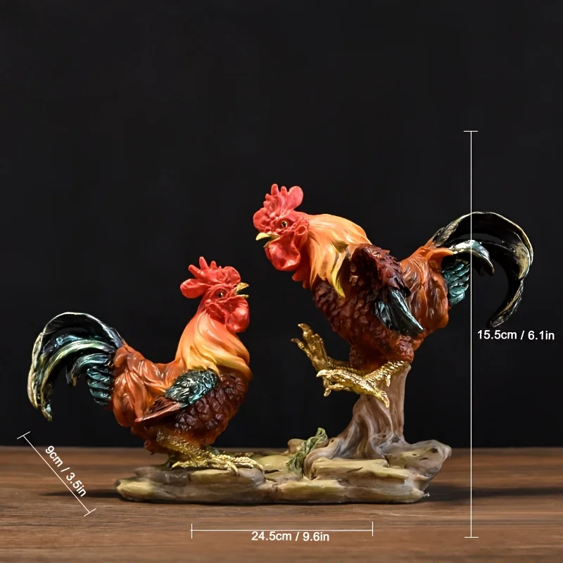 1pc Creative Resin Simulation Rooster Statue Ornament, Living Room Dining Room Crafts Sculpture, Home Decorations, Modern Minima