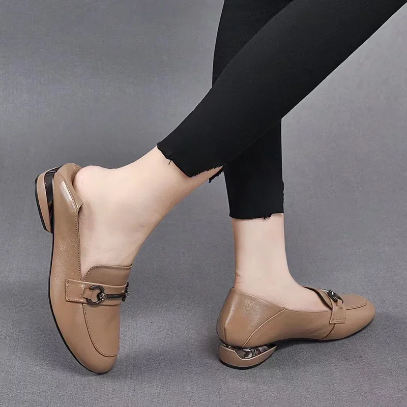 Leather Shoes for Women Slip on Soft Sole Women Loafers High Quality British Style Casual Shoes Fashion Comfor Women Dress Shoes