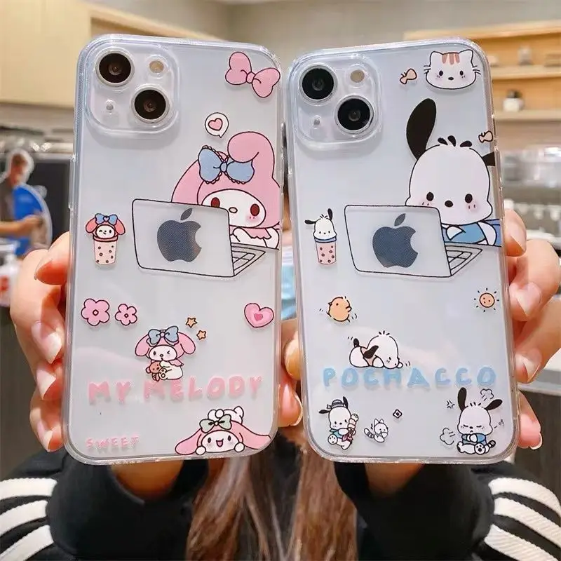 Sanrio Pochacco Melody Cute Couple Phone Case For iPhone 15 14 13 Pro Max 11 12 13 Pro Mini X XR 7 8 Plus Lovely Cover Girl Y2k