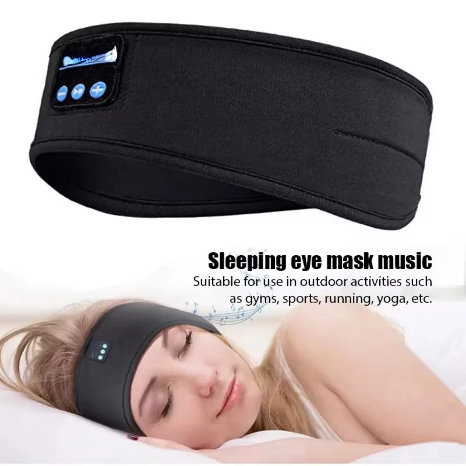 Wireless Music Headset Eye Mask Sleep Mask Bluetooth Sleeping Headphones Headband Thin Soft Elastic Comfortable  Side Sleeper