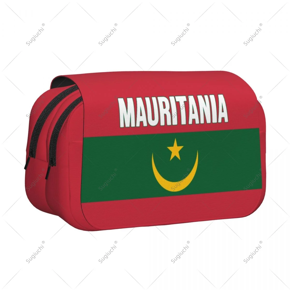 

Pencil Case Scissors Bags 3D Mauritania Flag Double-layer Oxford Cloth Stationery Storage Pen Box Case