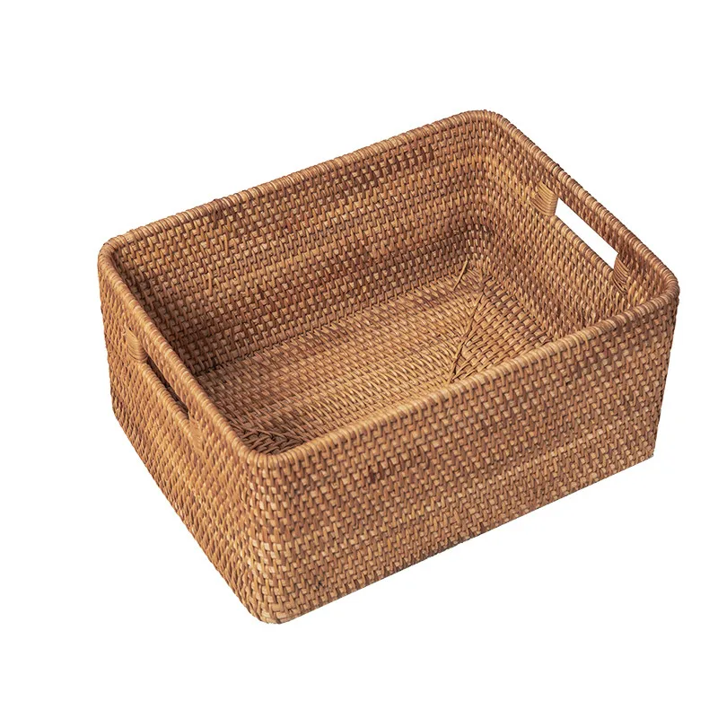 Rectangular Rattan Storage Baskets, Hand-Knitted Boxes, Put Cabinet, Frame, Vietnamese Boutique, Real Rattan Basket