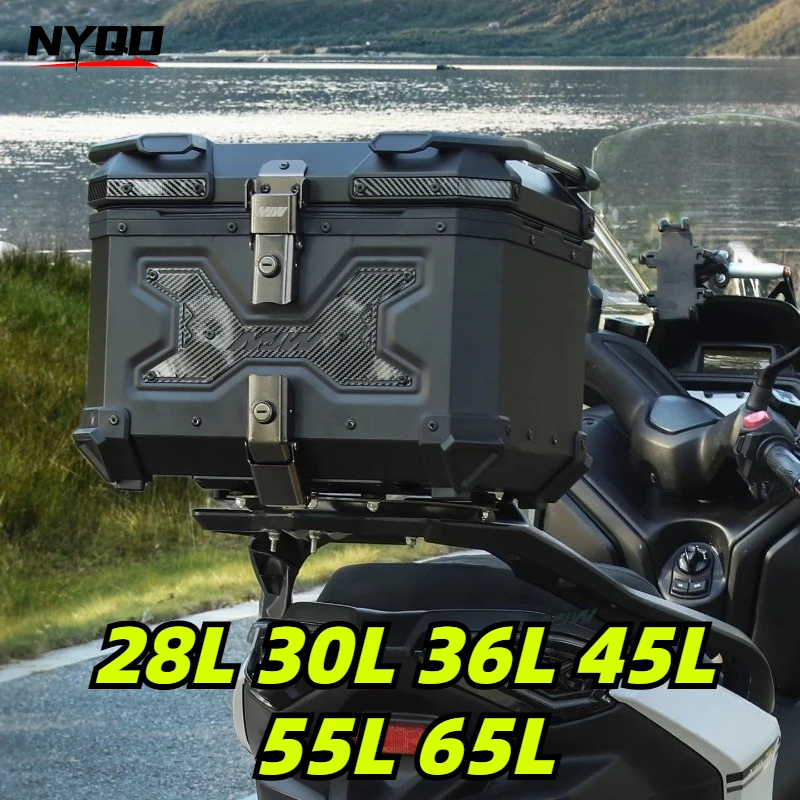 

Aluminum Motorcycle Top Case Waterproof Lockable Quick Release Large Capacity Tail Box for Scooter Electric Bike