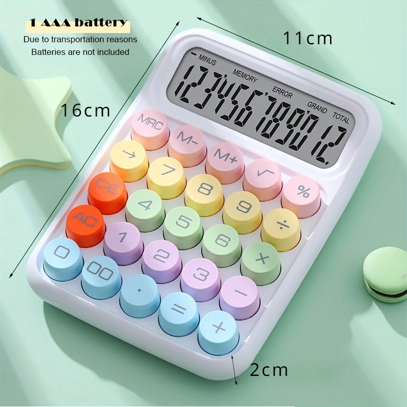 Imagem -04 - Candy Color Calculadora Eletrônica 12 Dígitos Grande Display Lcd Escritório e Material Escolar Papelaria 1pc