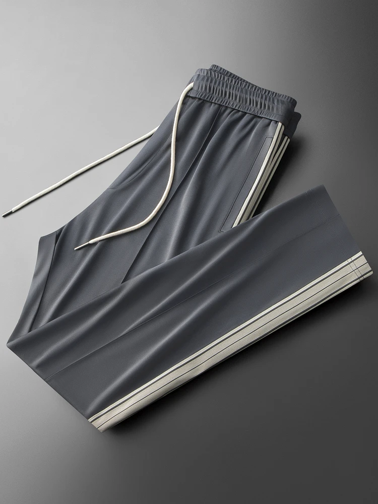 JSBD-NZ Japanese fabric triacetate series summer men's elastic anti-wrinkle loose drawstring straight tube casual pants