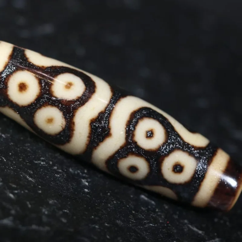 Natural Tibetan Genuine Old Agate Stone with Yellowish Yellow Color, Pure Eleven-Eyed Dzi Bead, Collarbone Necklace, Pendant, Br