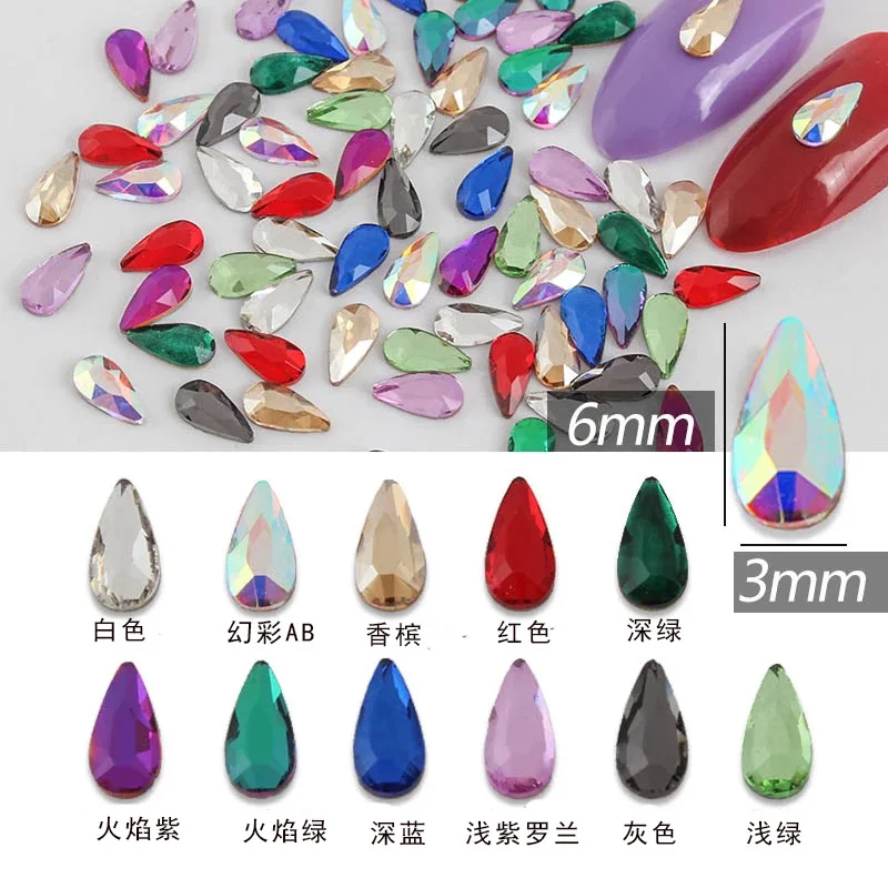 wholesale 3*6mm drop INS style Flat Back Nail Rhinestone  Special Shaped Crystal Nail Art Stones 3D Personalized Decoration