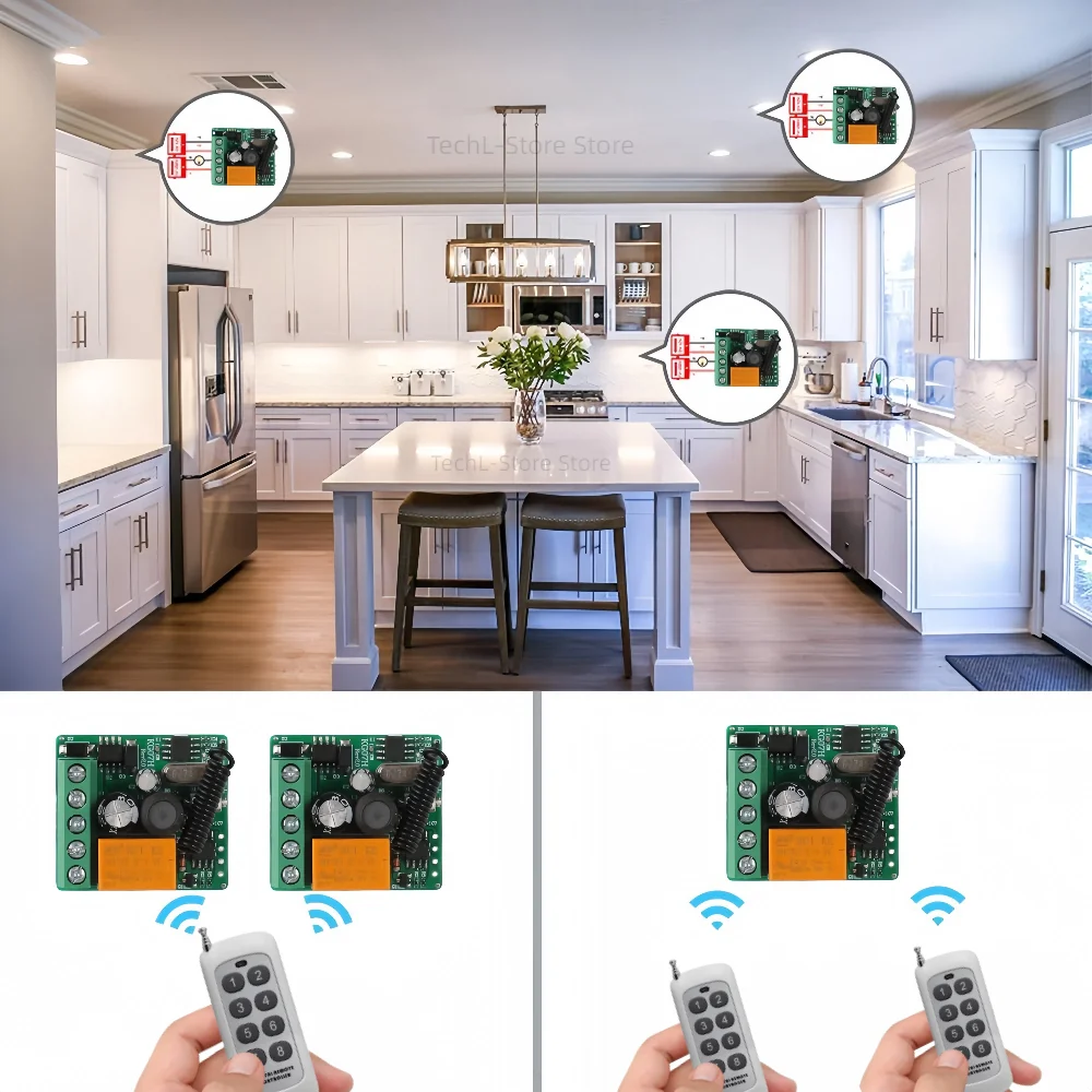 433 MHz drahtloser Fernbedienungsschalter RF-Relais DC 12 V 24 V 36 V 1000 m Sender 433 MHz Fernbedienung Tor-Türlichtsteuerung