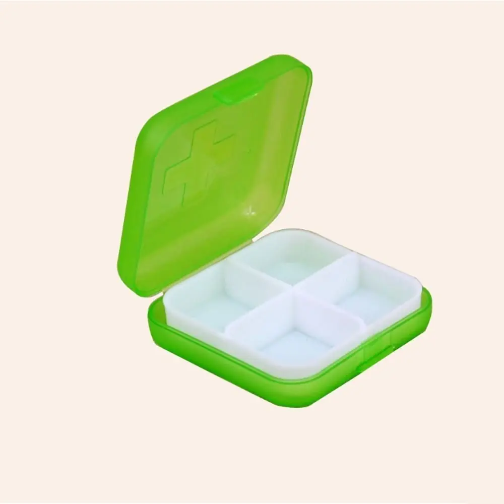 Portable Plastic Medicine Box 4 Grids One Week Pill Organizer Case Pill Packaging Box Transparent Tablet Holder Container Travel