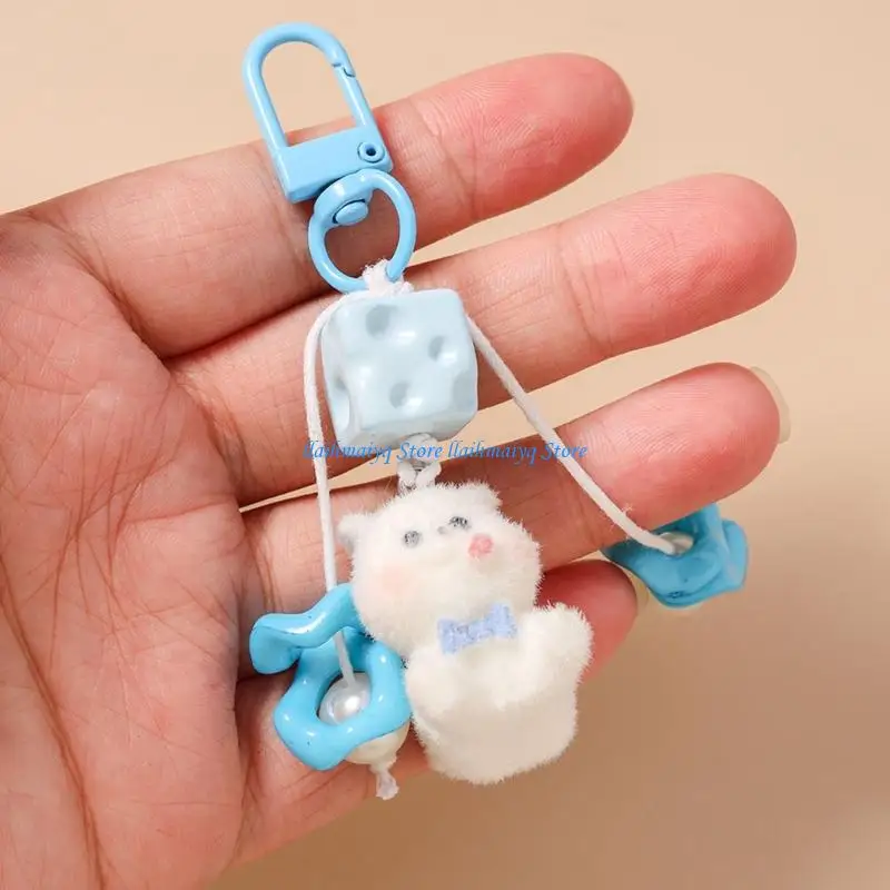 

573B Appealing Small Kitten Pattern Accessory With Strong Soft Fabric Bag Charm Keyring Perfect For Personal
