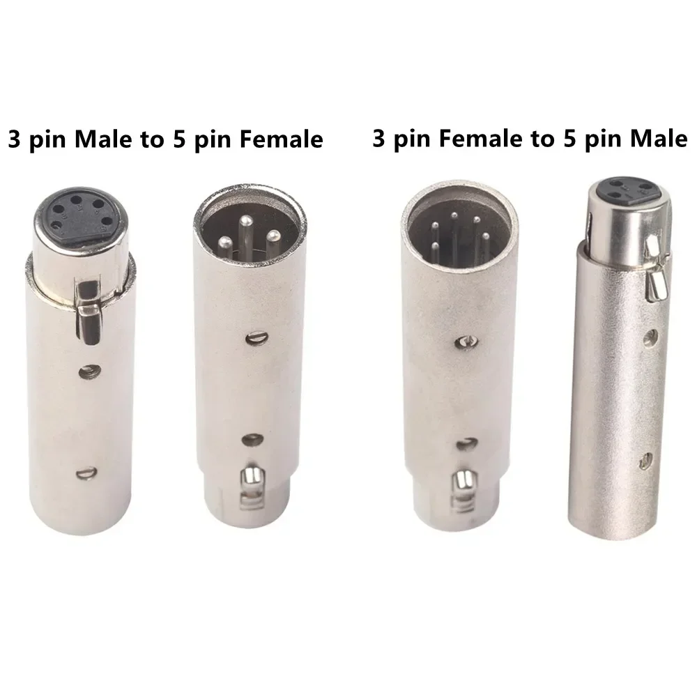 3 Pin XLR To 5Pin DMX Metal Cased Converter Audio Lighting Adapter 3 Pin Male To 5 Pin Female Male Connect Part Accessories