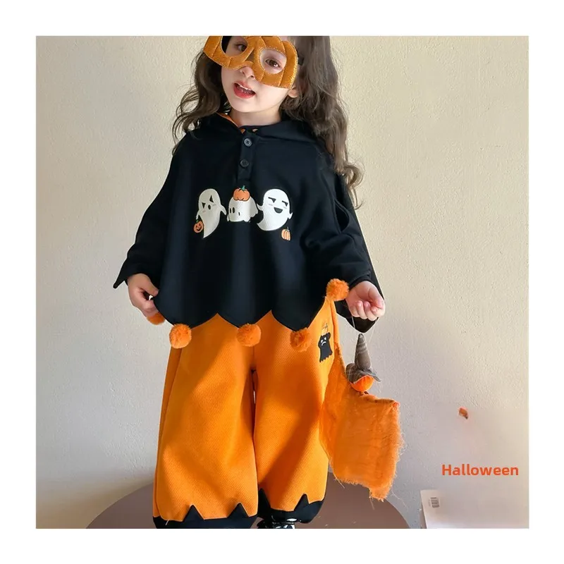 Kostum Halloween Anak-anak Set Cosplay Labu Pertunjukan Peran Pesta Ulang Tahun Pesta Dansa Pakaian Tee-piec...