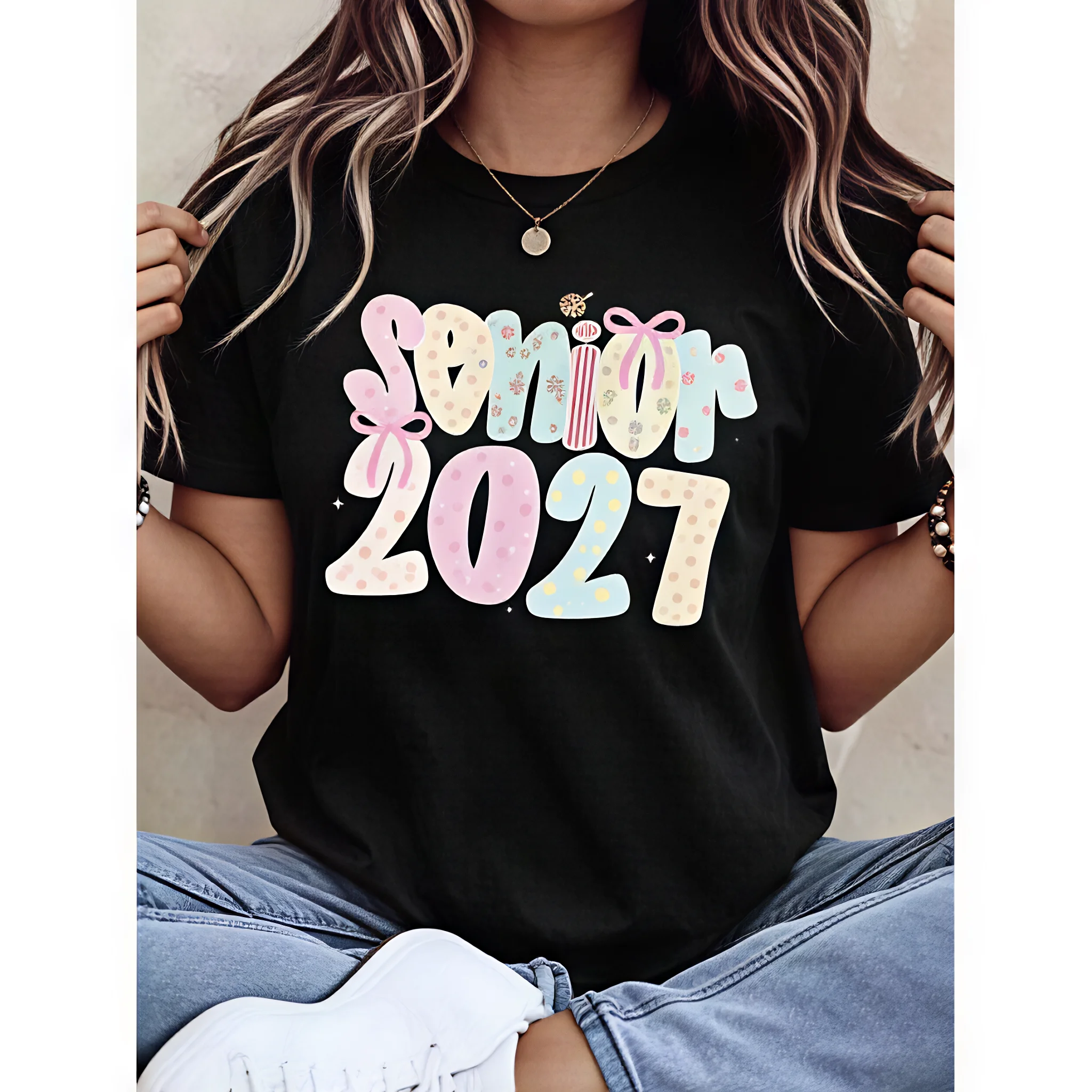 Embroidery Cotton Shirt - Heavy Cotton Senior 2027 Graduation T-Shirt,