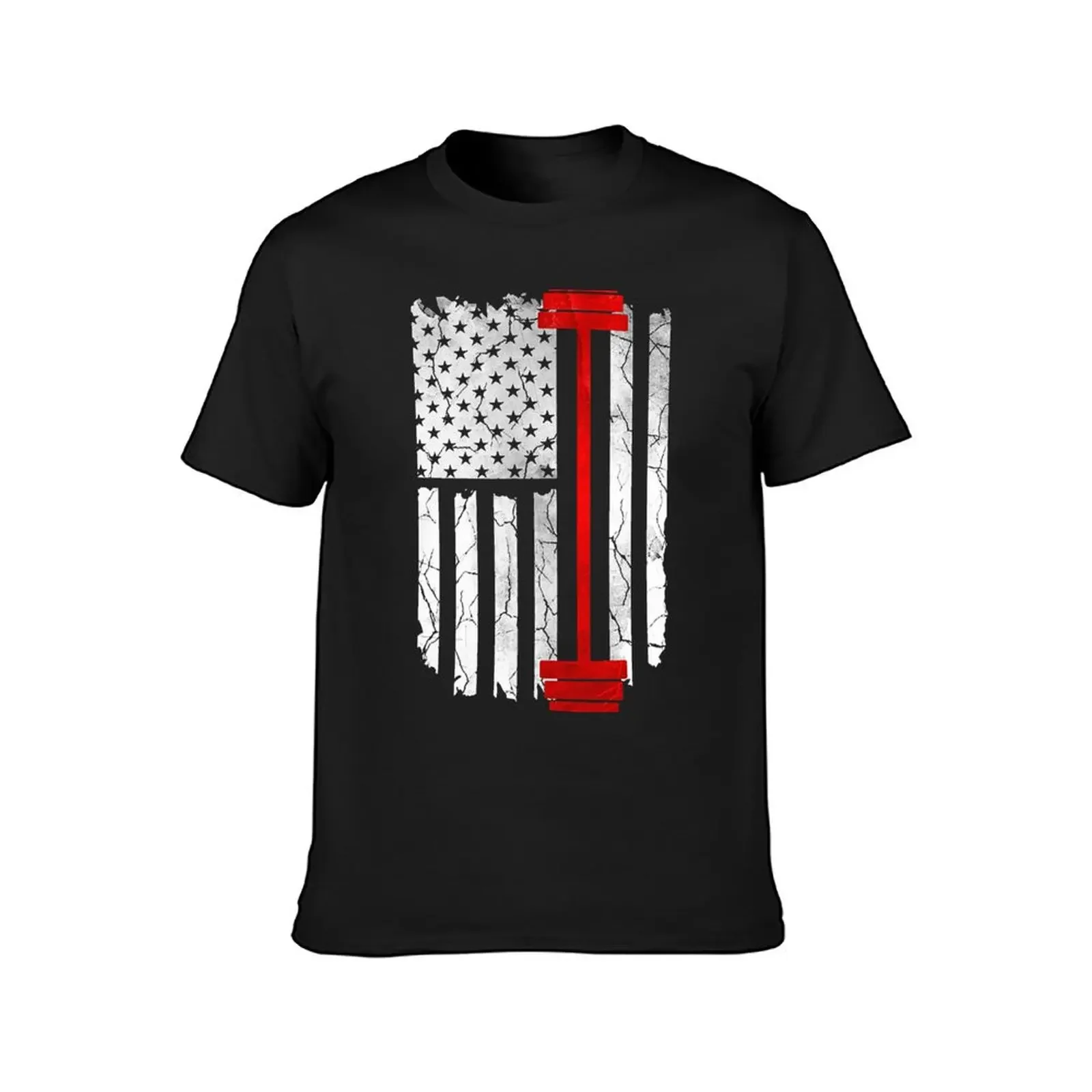 Fitness Weight lifting - American Flag T-Shirt tops oversizeds vintage t shirt men