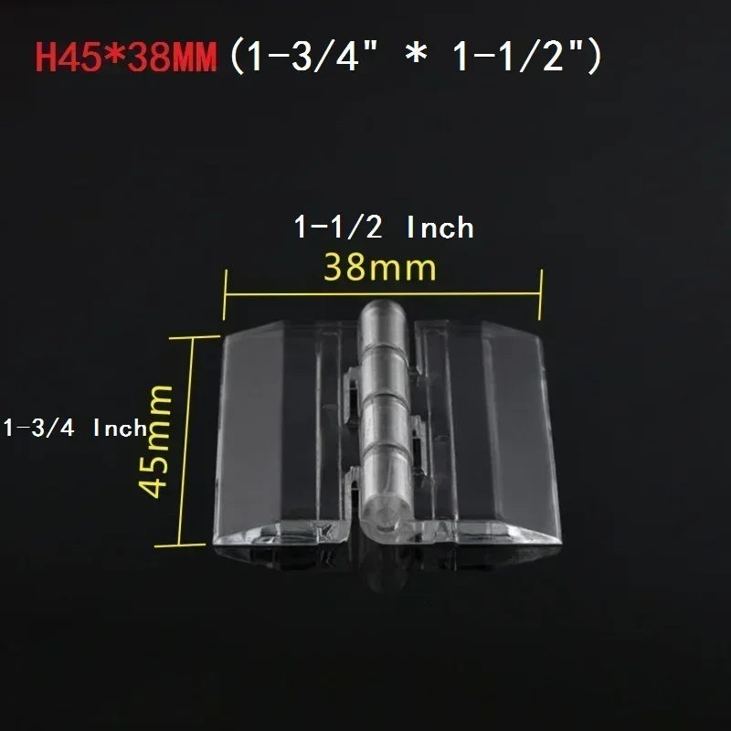 200Pcs Clear Acrylic Hinge Transparent Perspex Folding 1-3/4 *1-1/2 Inch Plexiglass Organic Glass H45X38MM