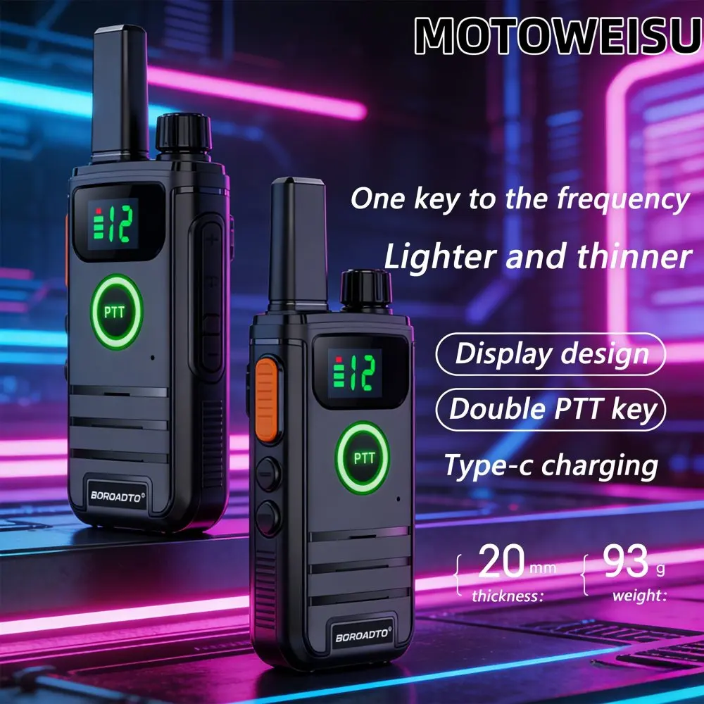 Mini Handheld UHF 400-470MHz PMR446 Walkie Talkie LED Display 16 Channels Long Range Rechargeable Waterproof USB Charger