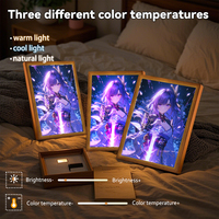 Anime Figure Raiden Shogun Light Painting Picture Frame Room Decor 2 in 1 Wall USB Table Lamp Led Night Lights Home Moon Lamp