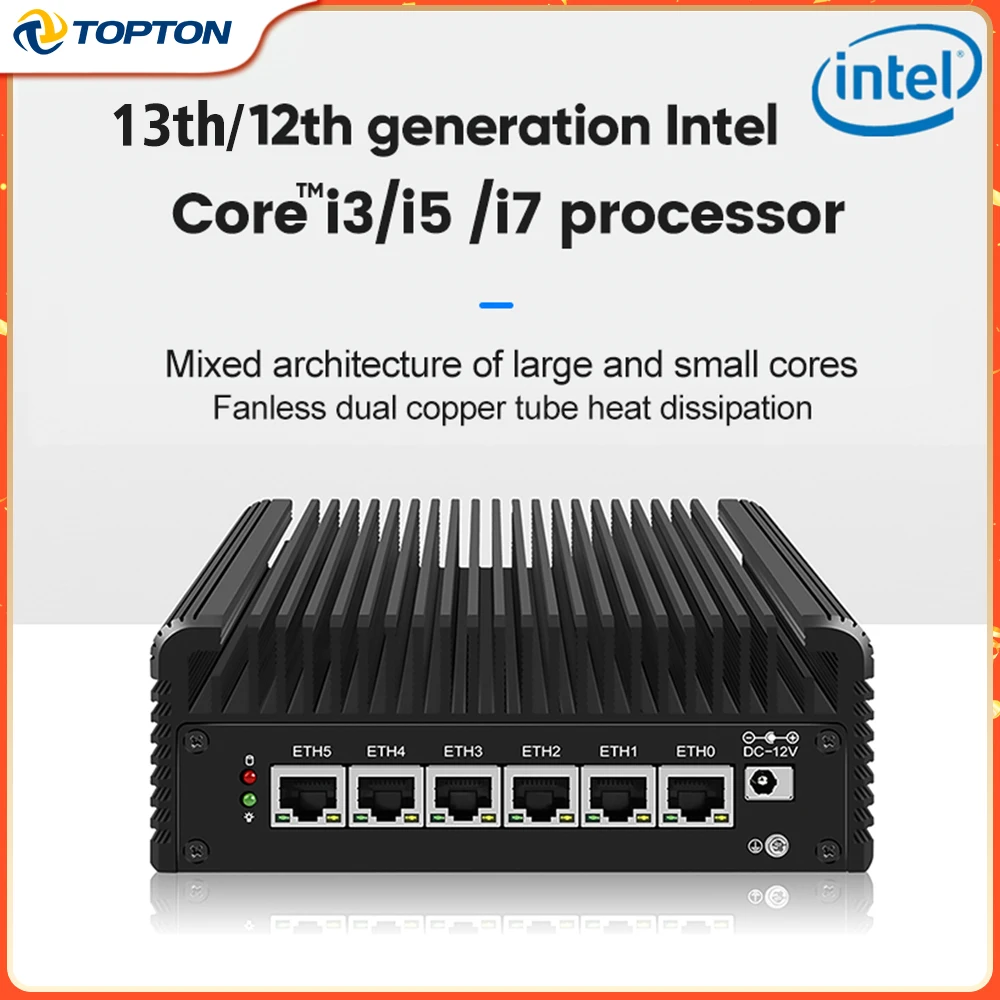 pfSense Firewall 2.5G Server i7-1355U i5-1235U i3-1315U 6x Intel i226-V 6 LAN 2*DDR5 NVMe SSD Fanless Mini Router PC AES-NI ESXi