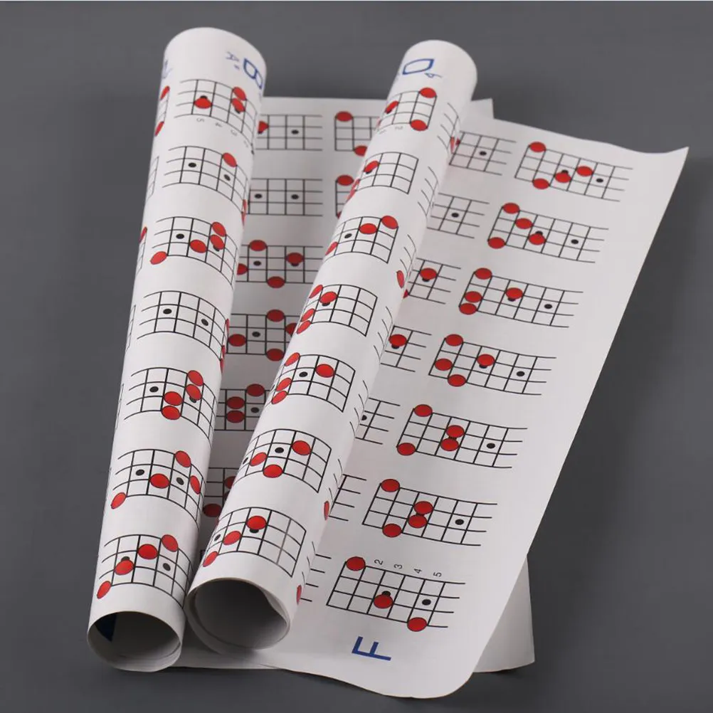 1Pcs Mandolin Chord Diagram Sturdy Copper Plate Paper Quick Learn Chords Exercise Tool for School Home Use Size L