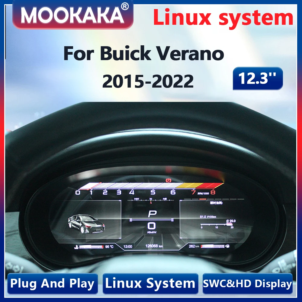 

12.3'' LCD Dashboard For Buick Verano 2015-2022 Digital Cluster Instrument Panel Speedometer Tachometer Fuel Head Unit Meter