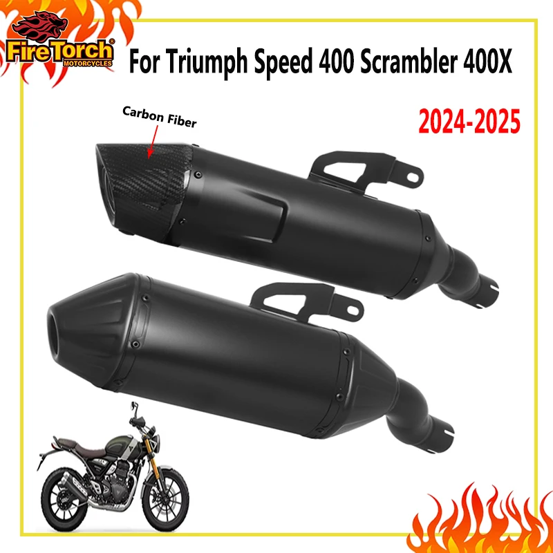 

Slip On For Triumph Speed 400 Scrambler400X 400X 2024 2025 Motorcycle Exhaust Systems Escape Mid Link Pipe Carbon Fiber Muffler