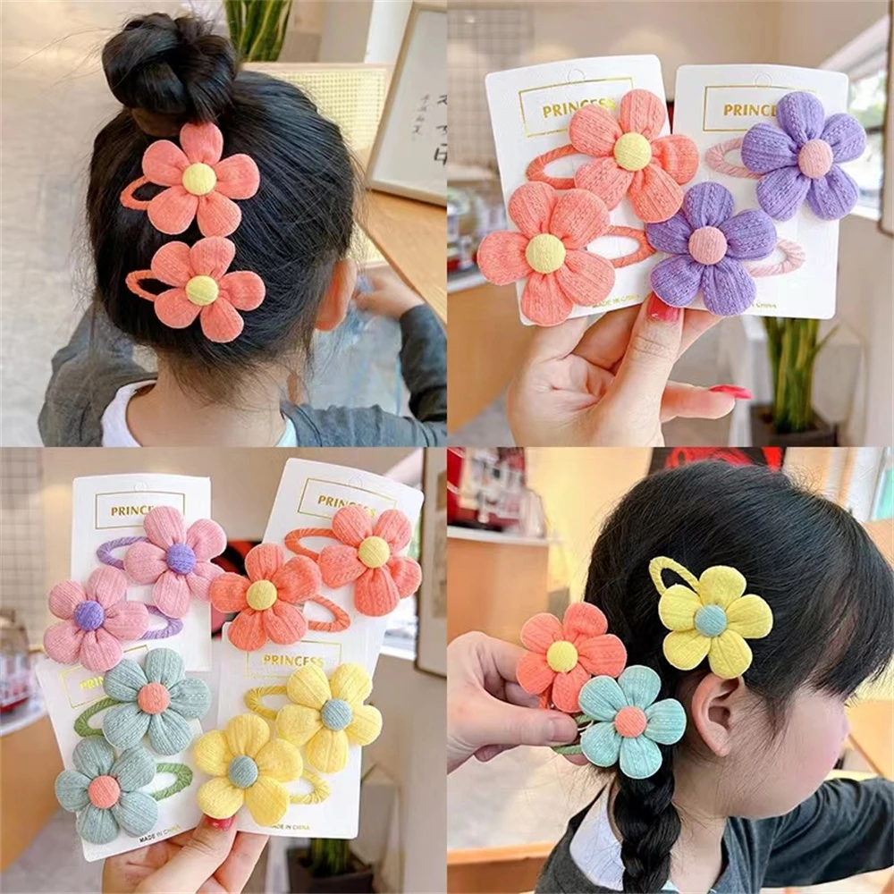 【4-Piece Set】Children\'s Cute Flower Hairpin Baby Broken Hair Clip Bangs Clip Kids Headwear Girl Hairpin Baby Headdress Wholesale