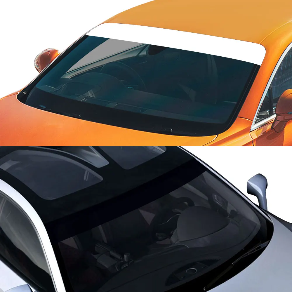 شارات شريط من الفينيل مقاومة للماء للزجاج الأمامي ، تحكم في الحرارة ، ملصقات حاجب نافذة السيارة ، مضادة للأشعة ، أبيض وأسود ، 135 × 20 سم