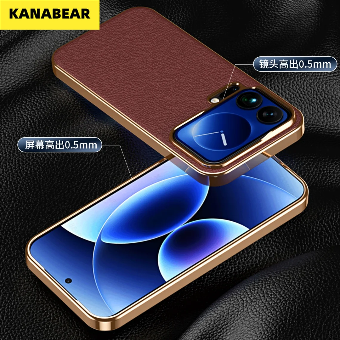 

For Xiaomi 17 Pro Max Magnetic Case Genuine Top-Grain Leather, Slim New, Electroplated Soft Edge, Works with Wireless Charging