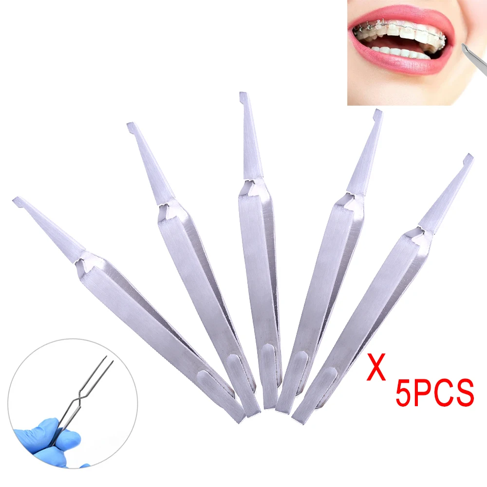 Dental Bracket Tweezers Holder Dentist Instrument Stainless Steel Serrated Orthodontic Tweezers Plier for Teeth Care Tools