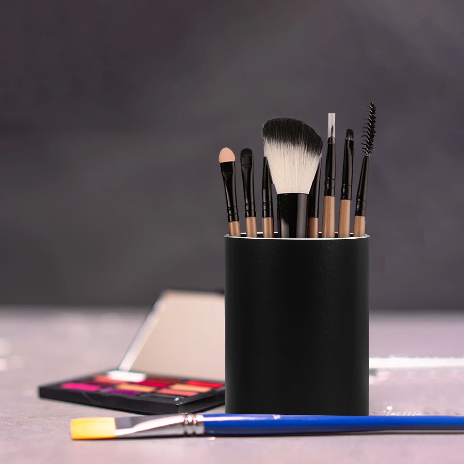 

Aluminum Alloy Pencil Holder Round Desk Pen Organizer with Non-Slip Base Soft Lined Interior for Office School Makeup Brushes