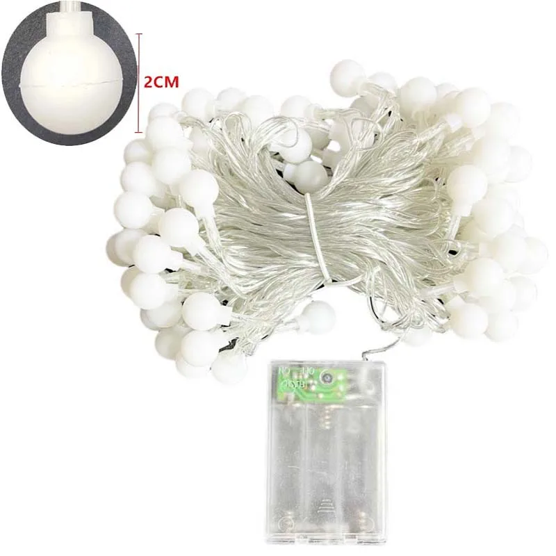 Bola led string luz controle remoto quente branco corrente de fadas luz do feriado natal casamento decoração ao ar livre bateria operado 3m 5m