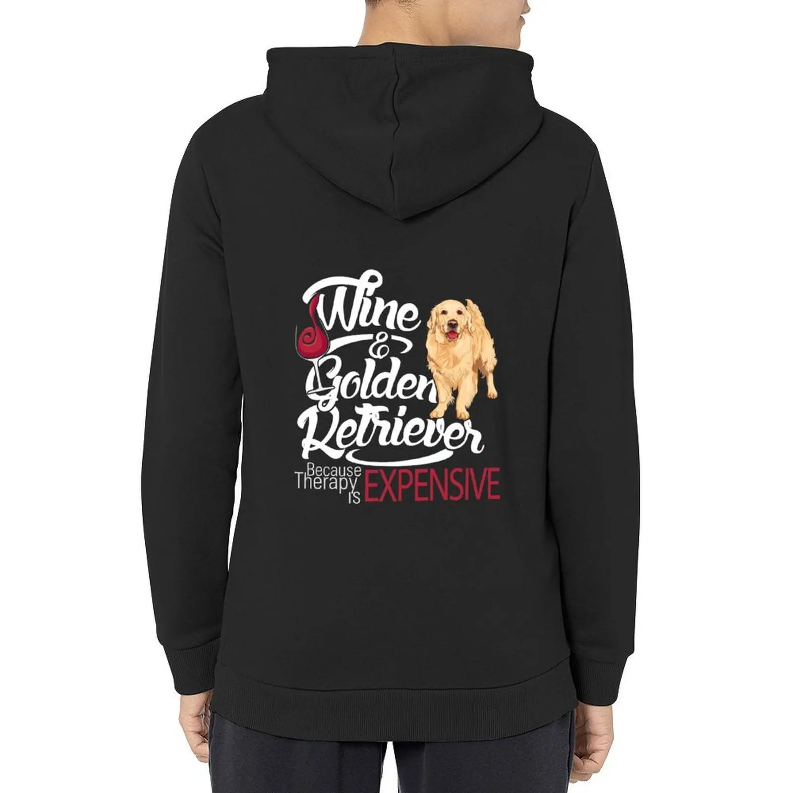 

Wine and Golden Retriever Funny gift Hoodie men's autumn clothes autumn jacket men japanese style winter clothes mens hoodies